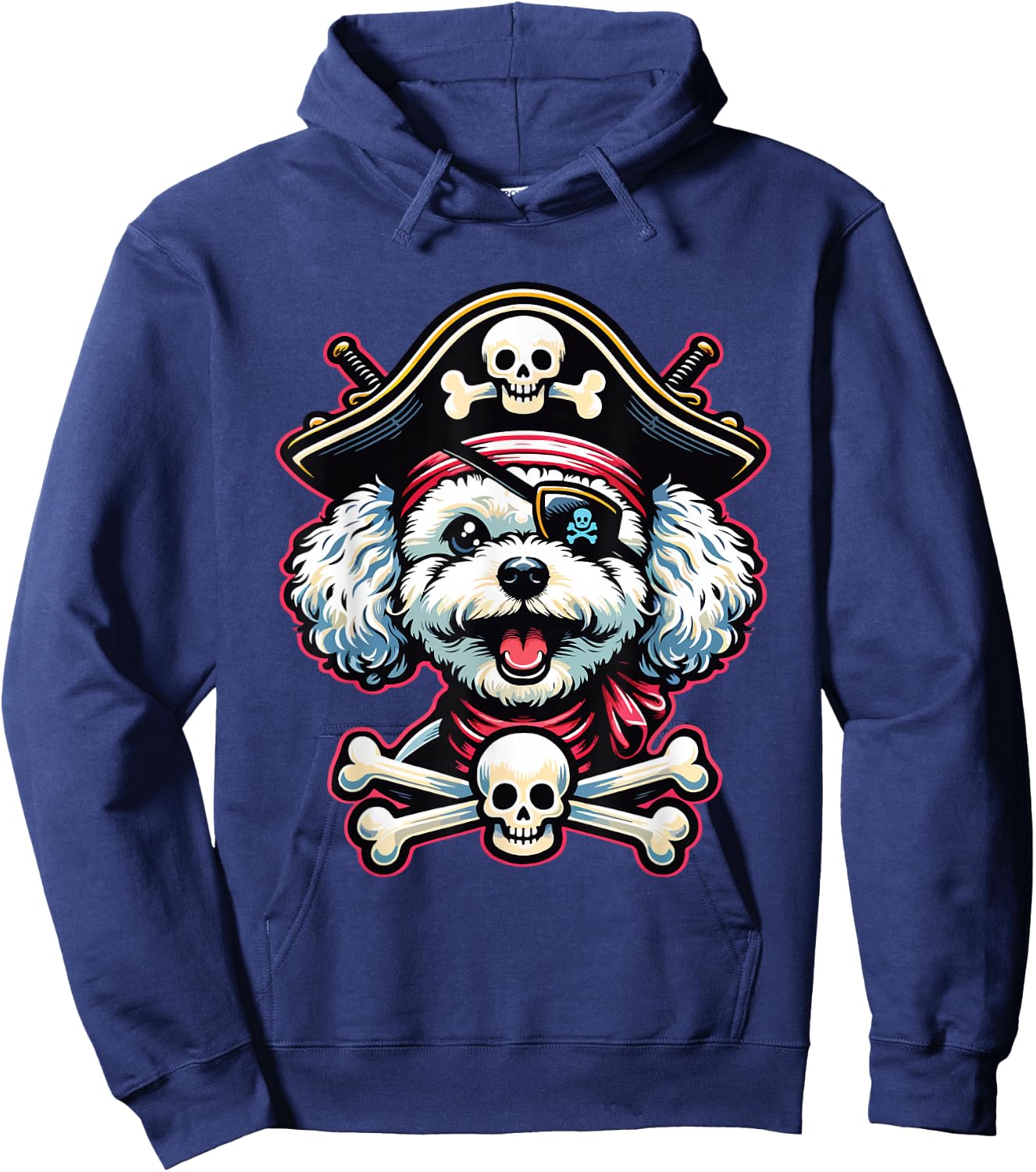 Maltese Poodle Sea Dog Pirate Dog Funny Captain Halloween Hoodie - Hoodie | Navy