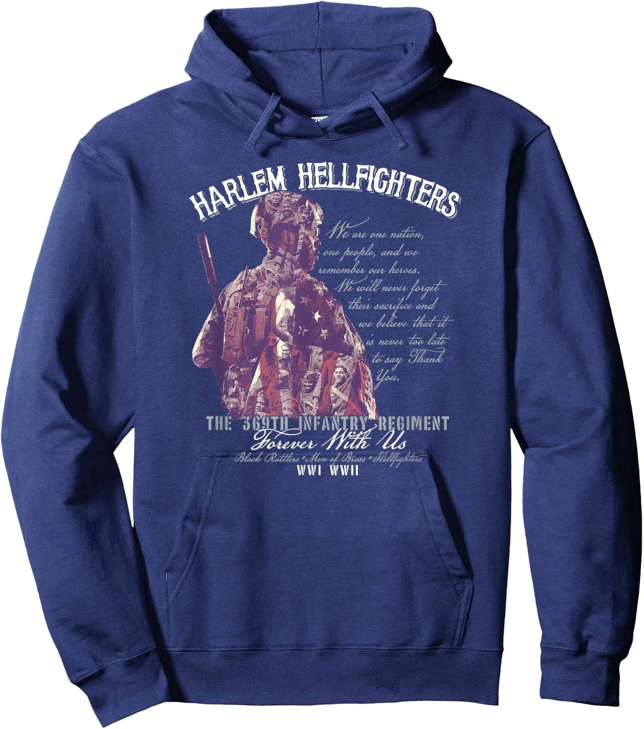 Harlem Hellfighters Soldiers Vintage Black Military History Hoodie - Hoodie | Navy