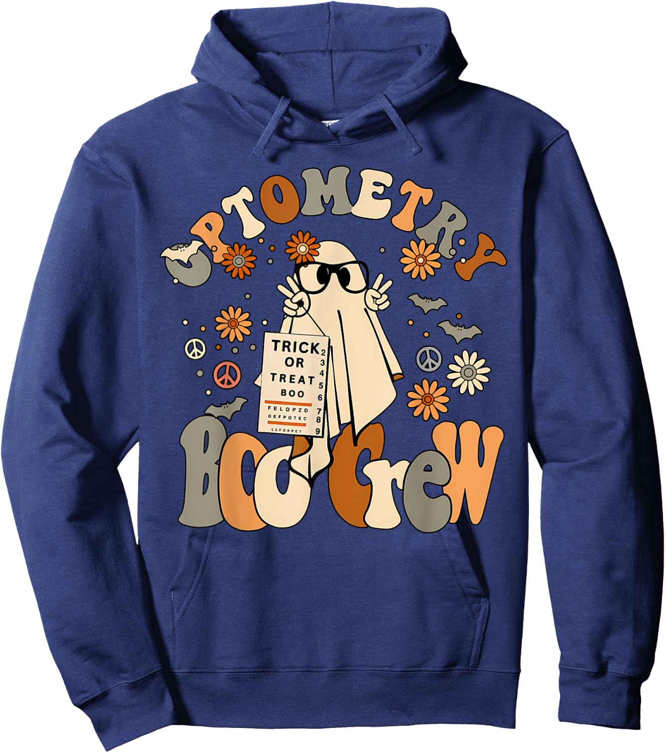 Spooky Optometry Boo Crew Ghost Halloween Eye Doctor Hoodie - Hoodie | Navy
