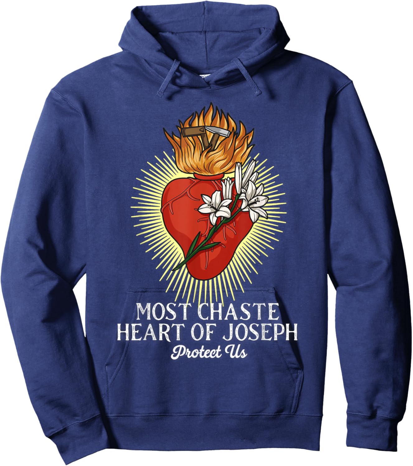 The Most Chaste Heart of Saint Joseph Traditional Catholic Hoodie - Hoodie | Navy