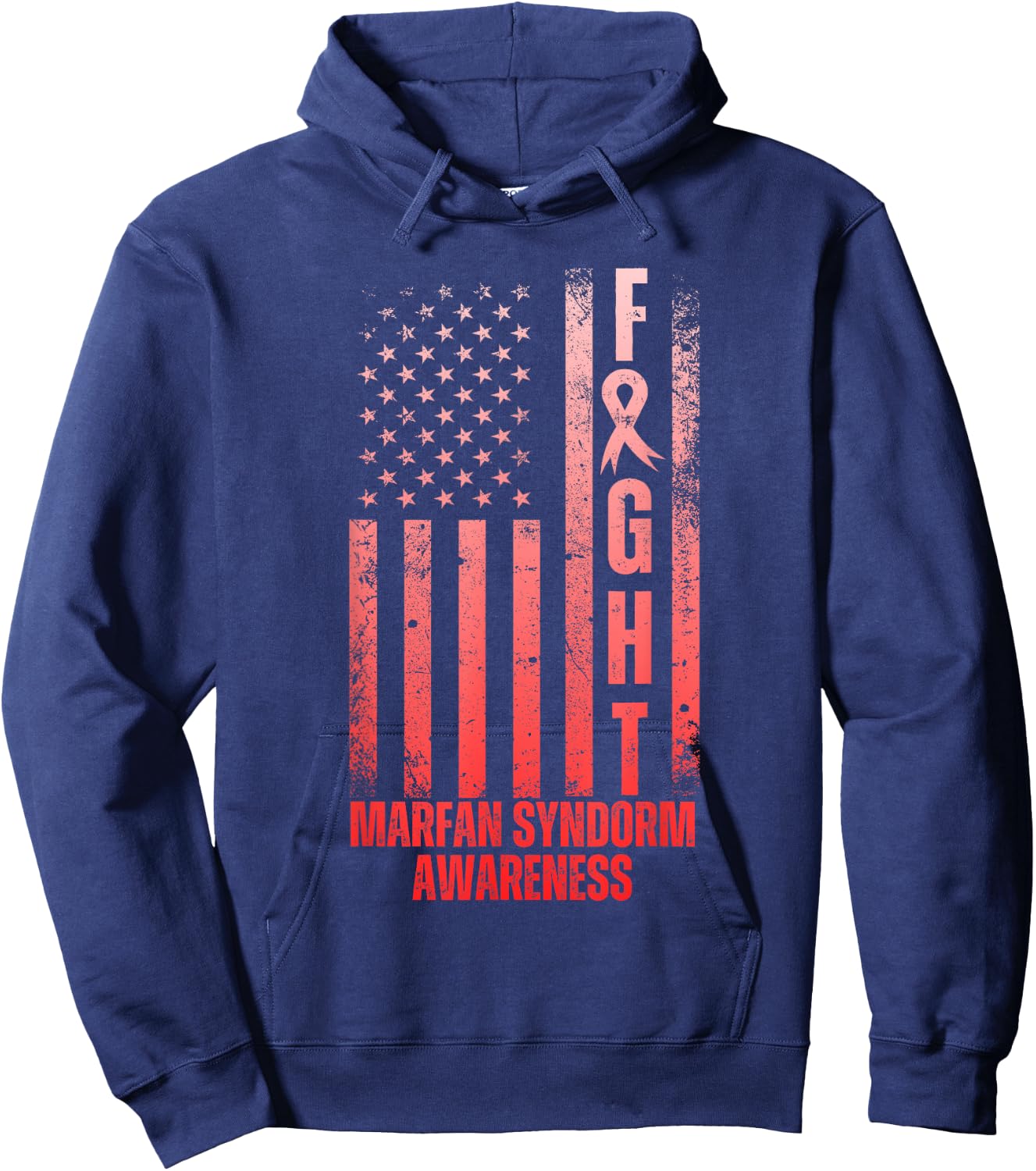Fight Marfan Syndrome Awareness Fighters Wear Red Messy Bun Hoodie - Hoodie | Navy