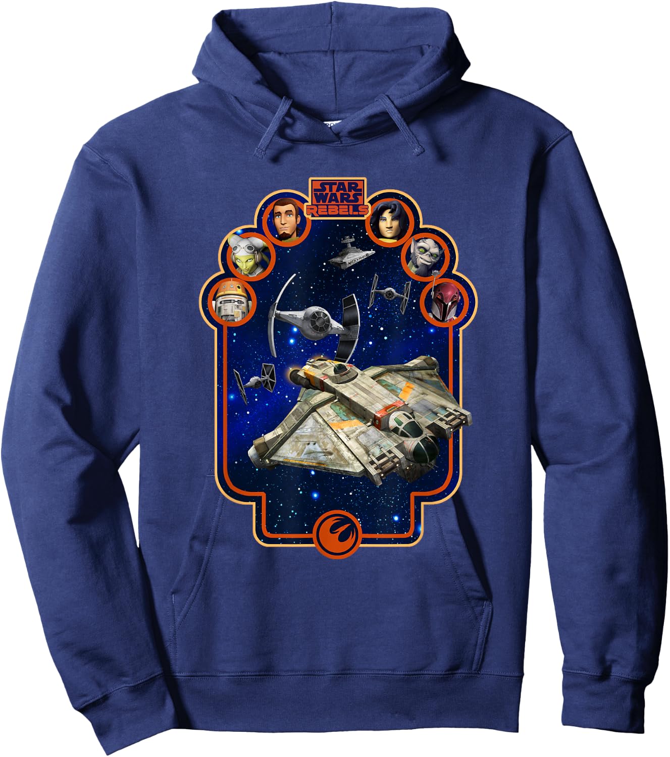 Star Wars Rebels TIE Fighters Chasing Ghost Ship Poster Hoodie - Hoodie | Navy