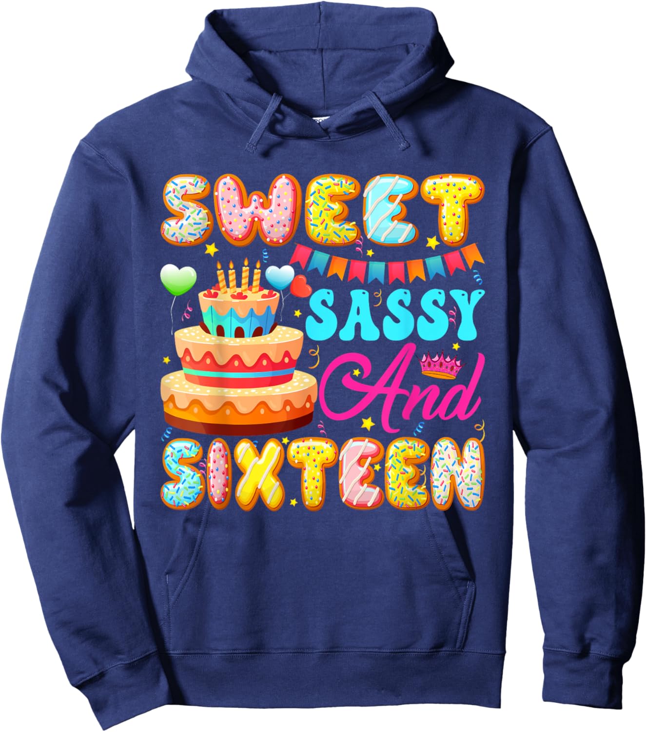 Sweet Sassy & Sixteen 16 Years Old Donut Lover 16th Bday Hoodie - Hoodie | Navy