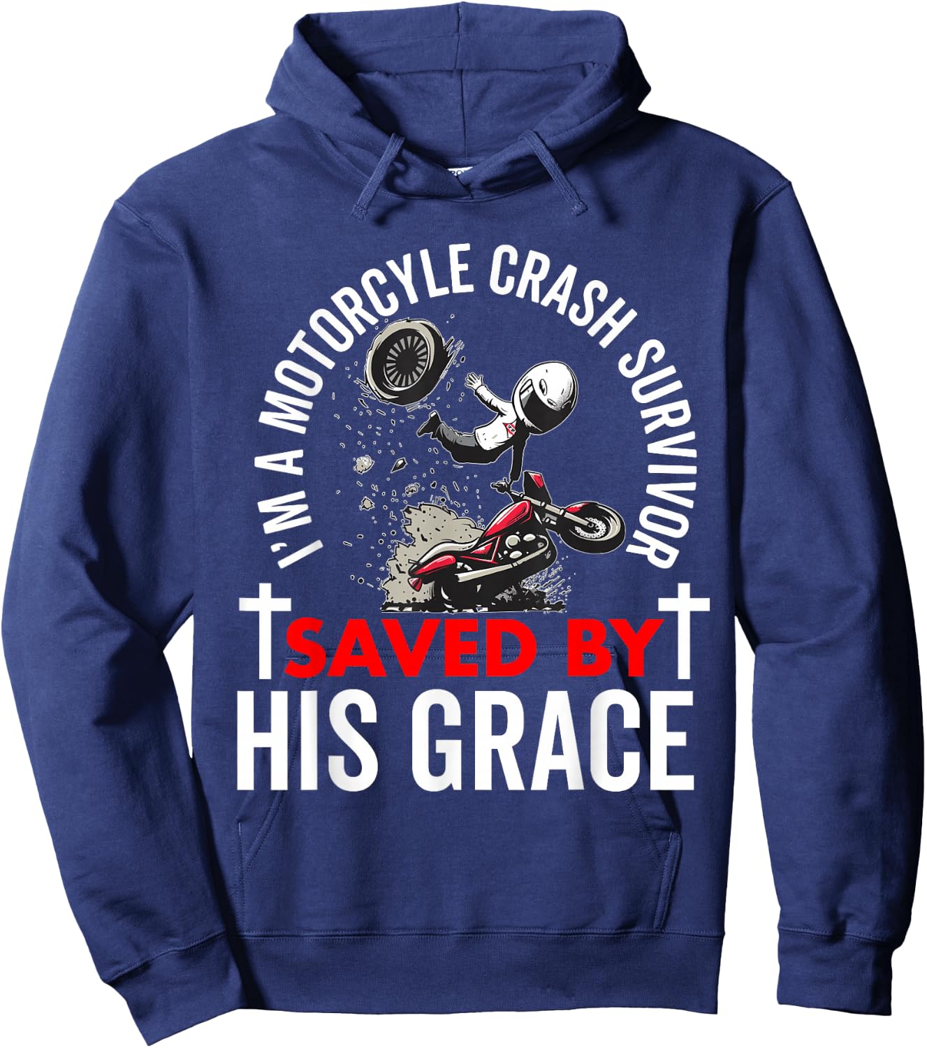Motorcycle Accident Survivor Bike Crash Injury Recovery Hoodie - Hoodie | Navy