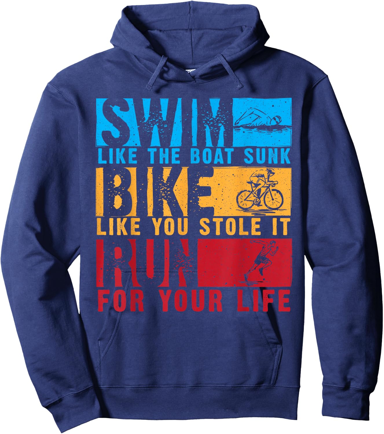 Cool Triathlon Women Boat Swim Bike Run Triathlete Hoodie - Hoodie | Navy