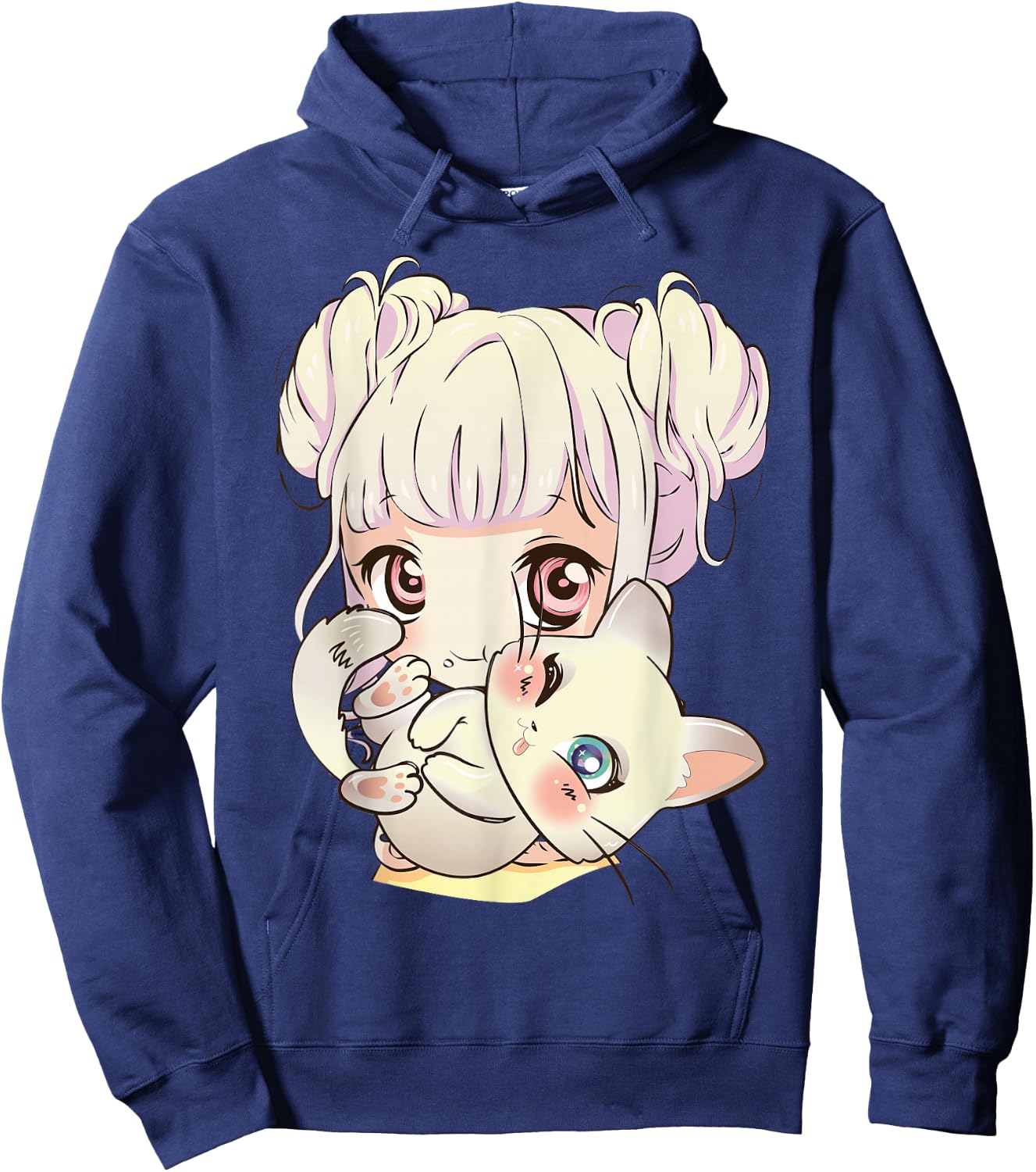 Cute Anime and Cats for Teen Manga Kawaii Graphic Otaku Hoodie - Hoodie | Navy