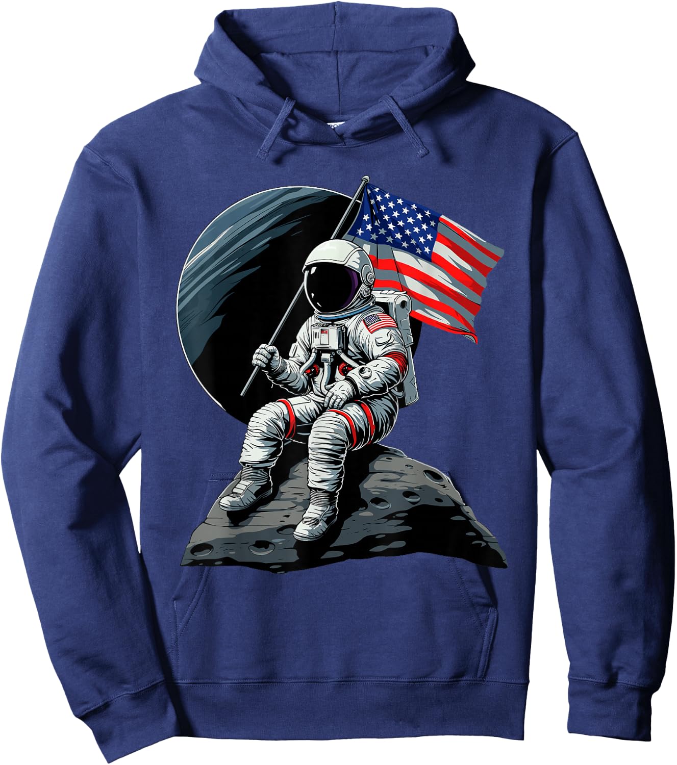 Patriotic Space Astronaut 4th Of July USA American Flag Women Men Hoodie - Hoodie | Navy