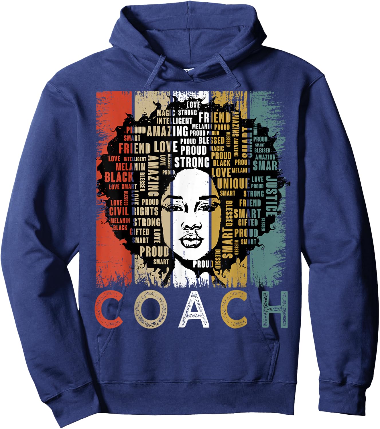 Coach Afro African American Women Black History Month Hoodie - Hoodie | Navy