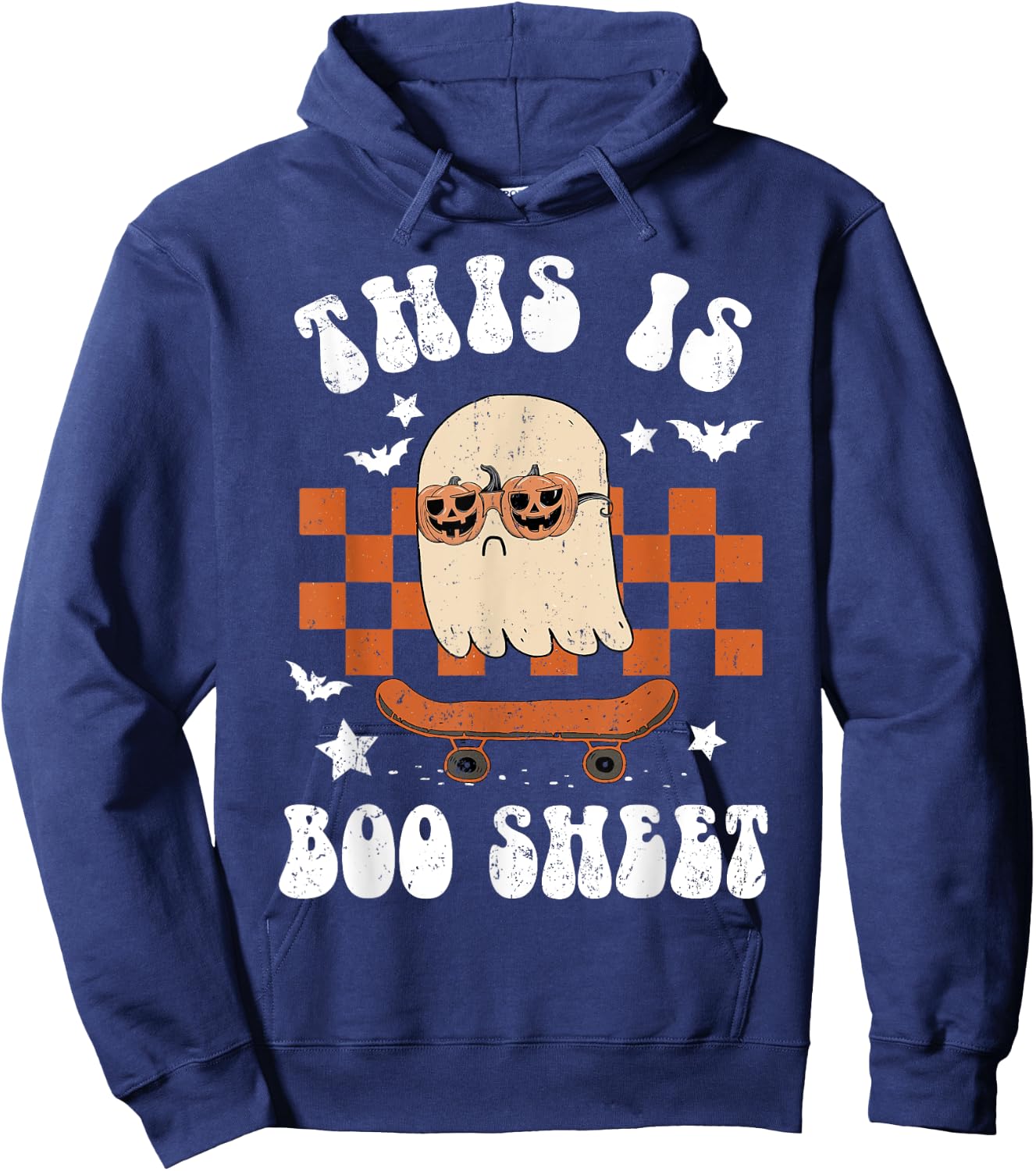 Cute Ghost Skateboarding This is Boo Sheet Halloween Costume Hoodie - Hoodie | Navy
