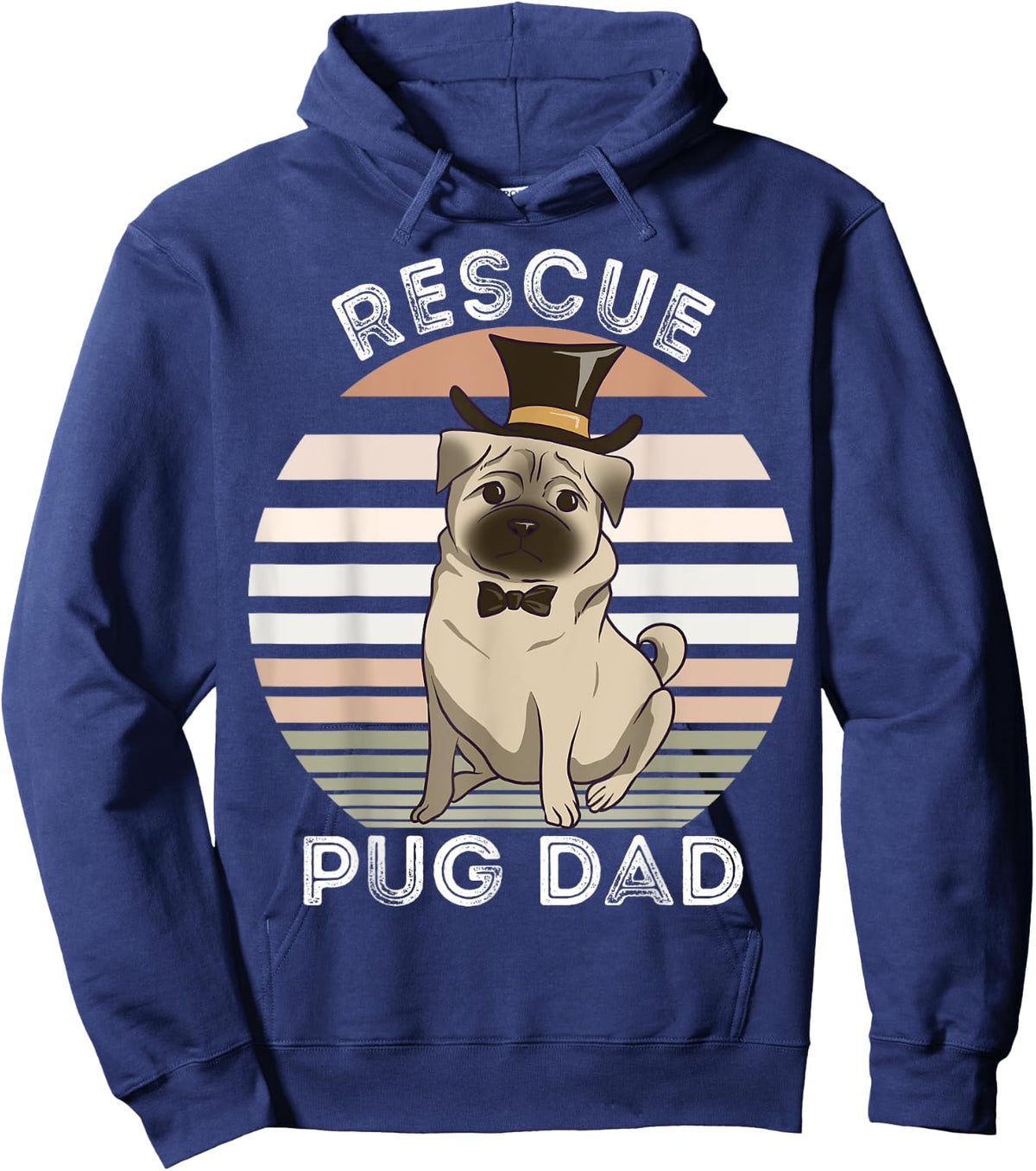 Rescue Pug Dad Funny Vintage Dog Lovers Men Women Kids Hoodie - Hoodie | Navy