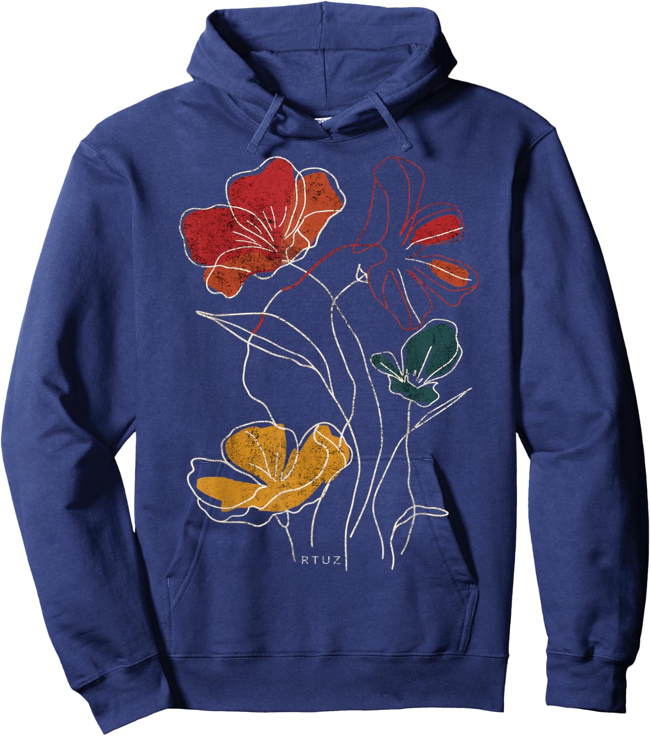 Boho Style Floral Pastel Design Flowers Hipster Streetwear Hoodie - Hoodie | Navy