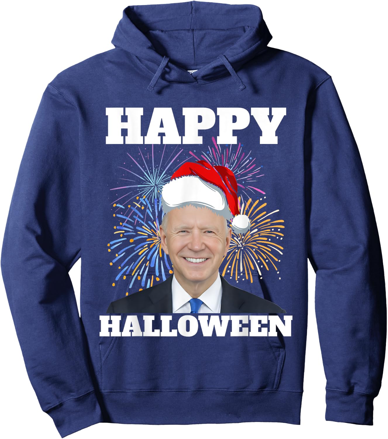 Funny Joe Biden 4th Of July Happy Halloween Firework US Flag Men Hoodie - Hoodie | Navy