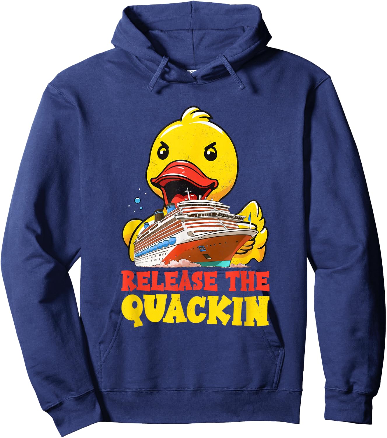 Release The Quackin Funny Rubber Duck Boat Cruise Men Kids Hoodie - Hoodie | Navy