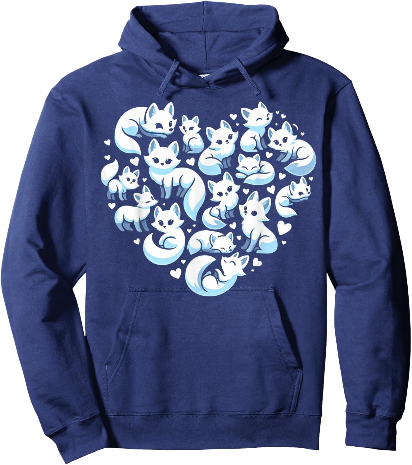 Cute Arctic Foxes Heart Graphic Ice Fox Artic Fox Lover Hoodie - Hoodie | Navy