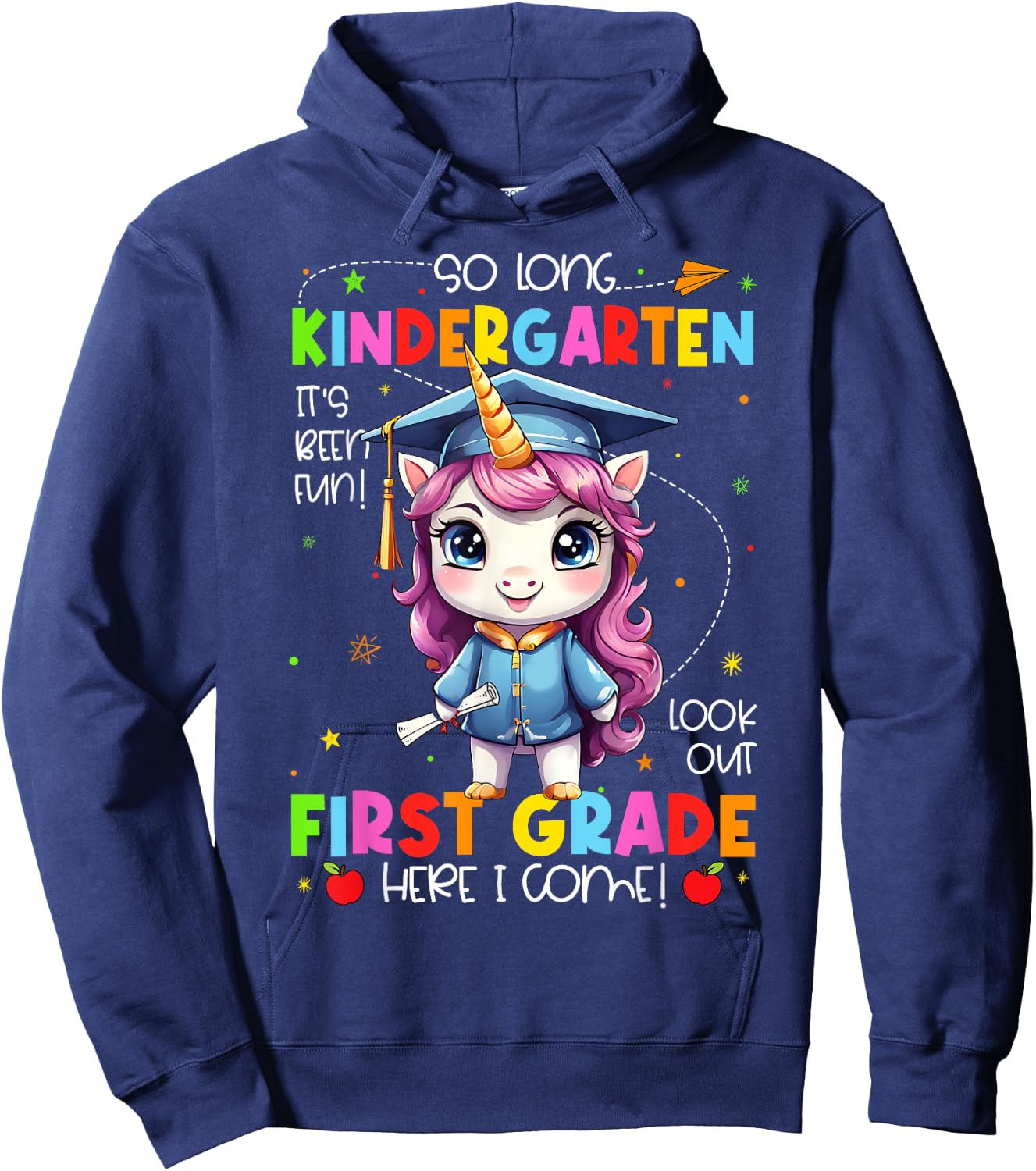Unicorn So Long Kindergarten Graduation Last Day Of School Hoodie - Hoodie | Navy