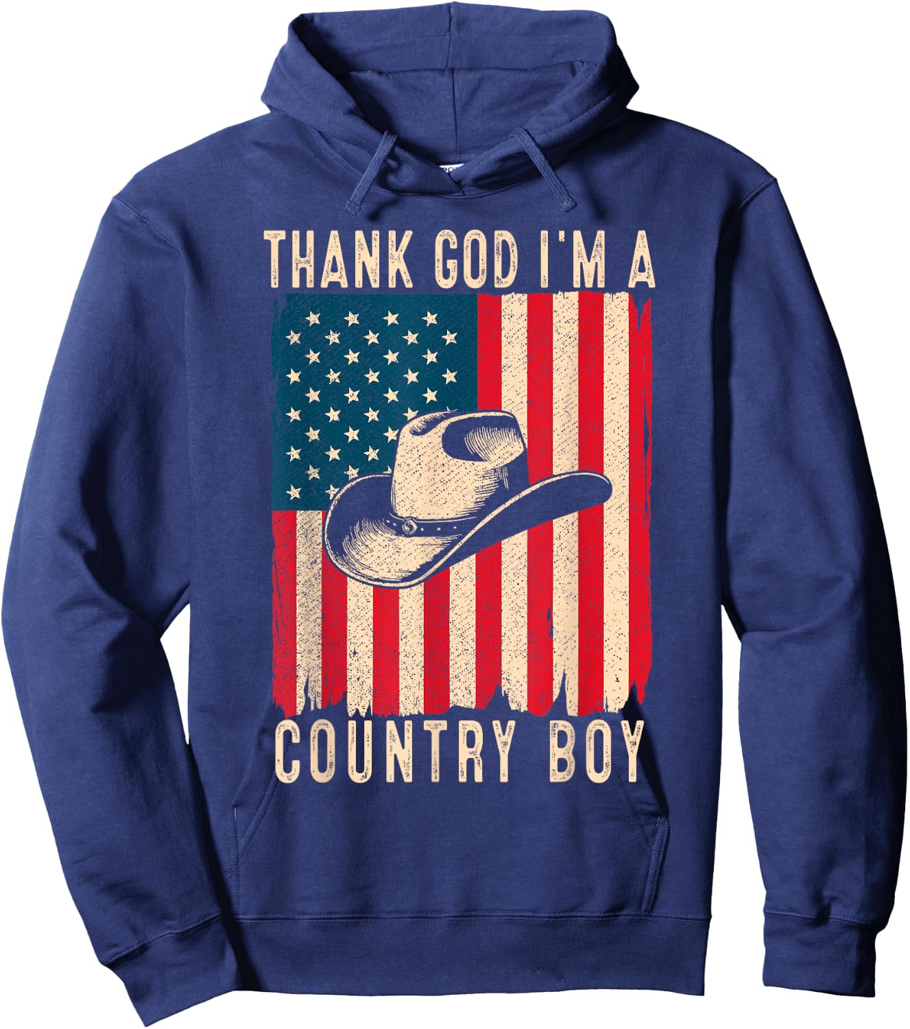 Thank God I'm A Country Music Boy Cowboy Western Retro Hoodie - Hoodie | Navy