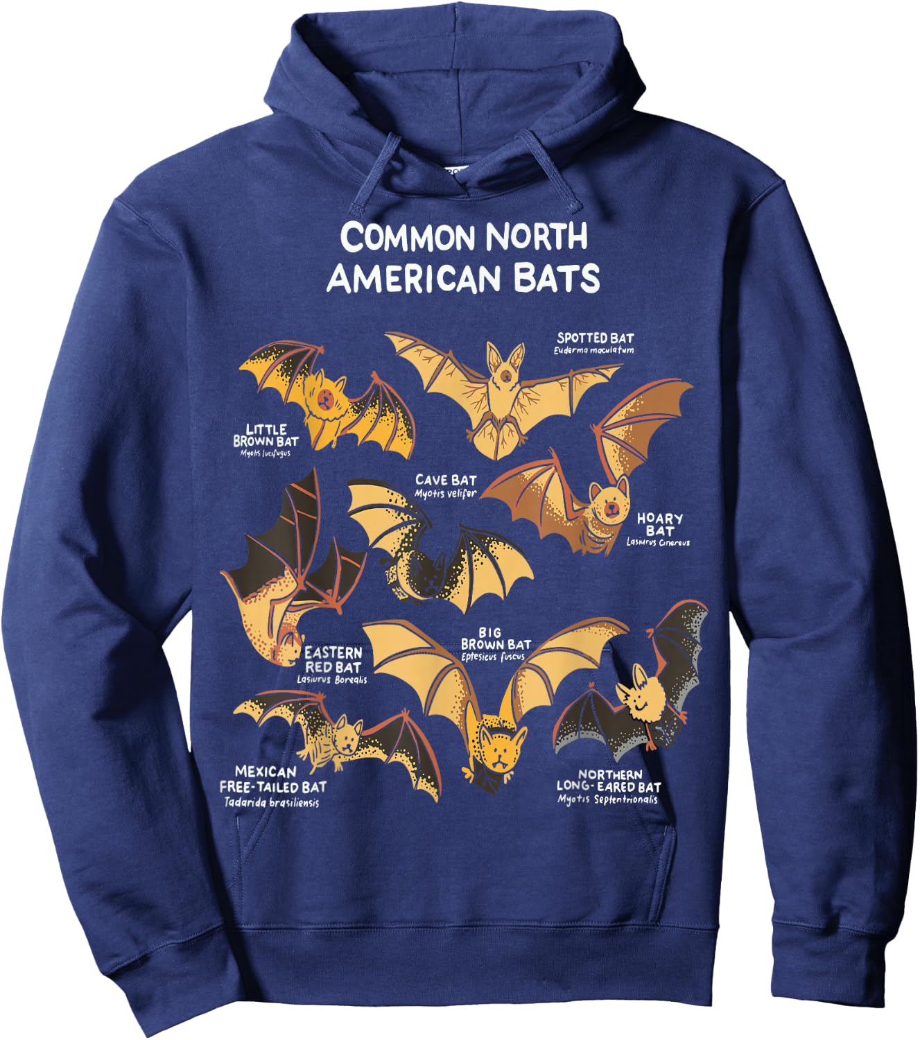 Bats of North America I Megabat I Bloodsucker I Bat Hoodie - Hoodie | Navy