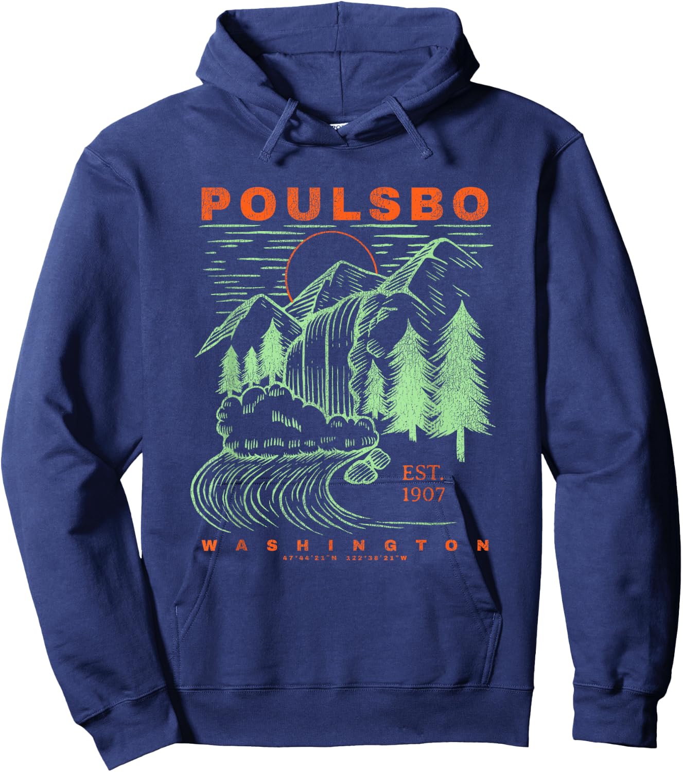 Poulsbo Washington Cool Travel Souvenir Rustic Poulsbo Hoodie - Hoodie | Navy