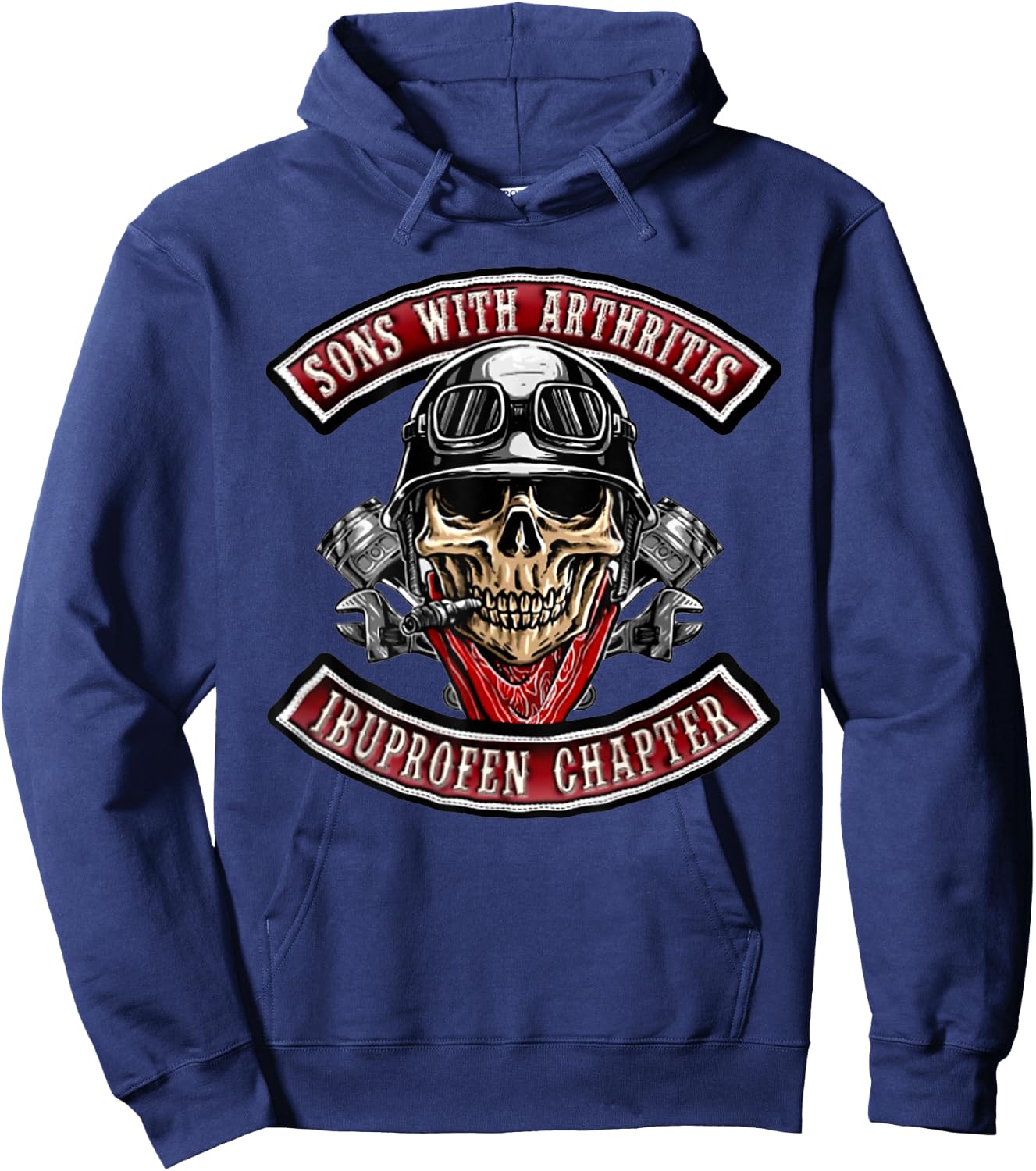 Sons With Arthritis Ibuprofen Chapter Funny Biker Skull Hoodie - Hoodie | Navy