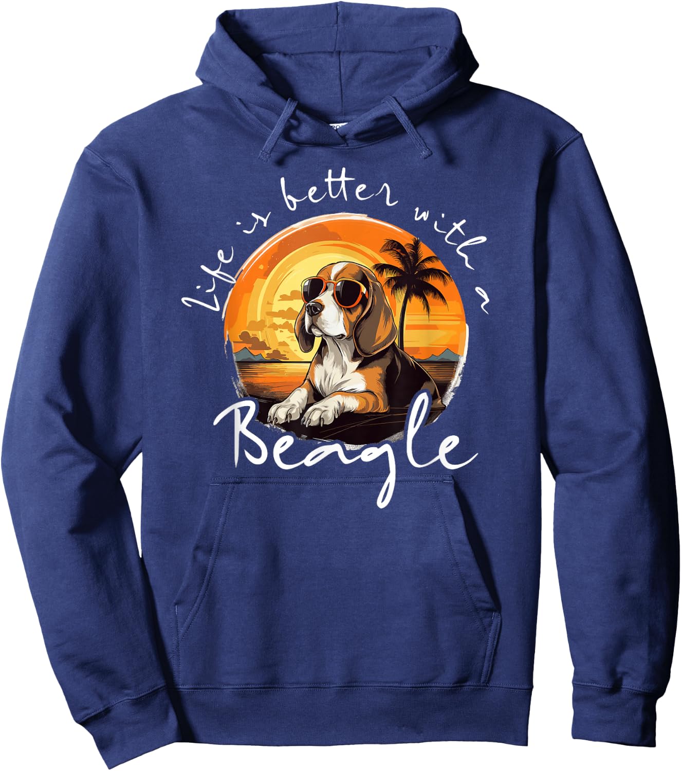 Life is better with a Beagle Vintage funny Dog Beagle Lover Hoodie - Hoodie | Navy