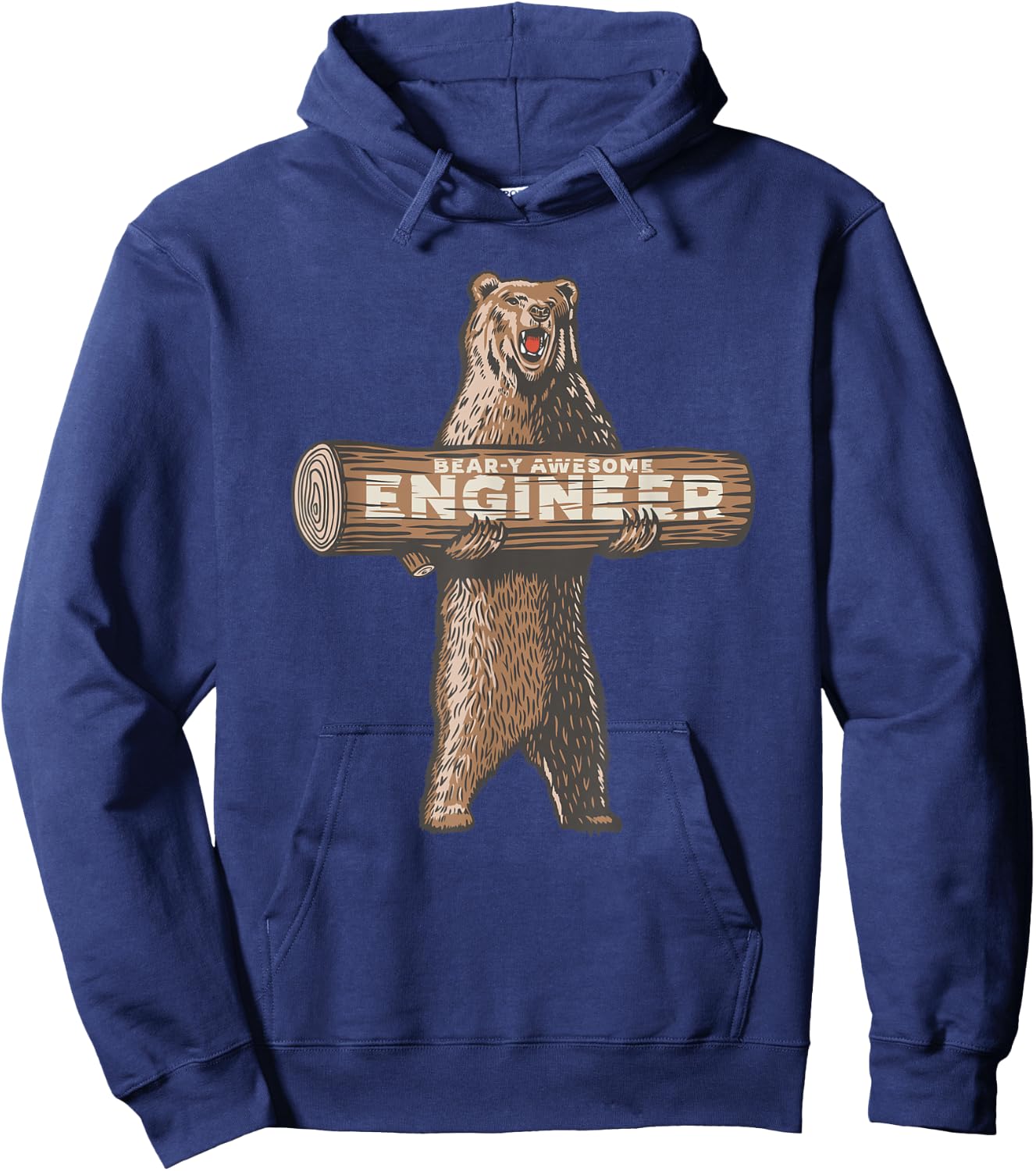 Bear-y Awesome Engineer Funny Engineering Saying Hoodie - Hoodie | Navy