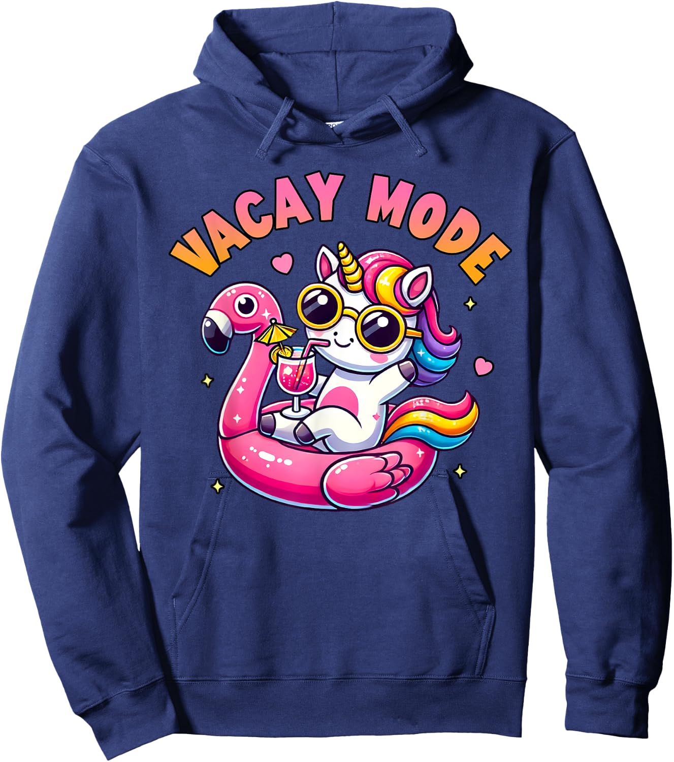 Vacay Mode Cute Unicorn Funny Family Vacation Gift Kids Girl Hoodie - Hoodie | Navy