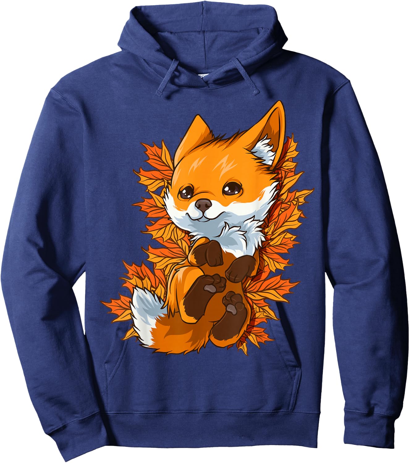 Red Forest Fox Baby Animal Autumn Leaves Hoodie - Hoodie | Navy