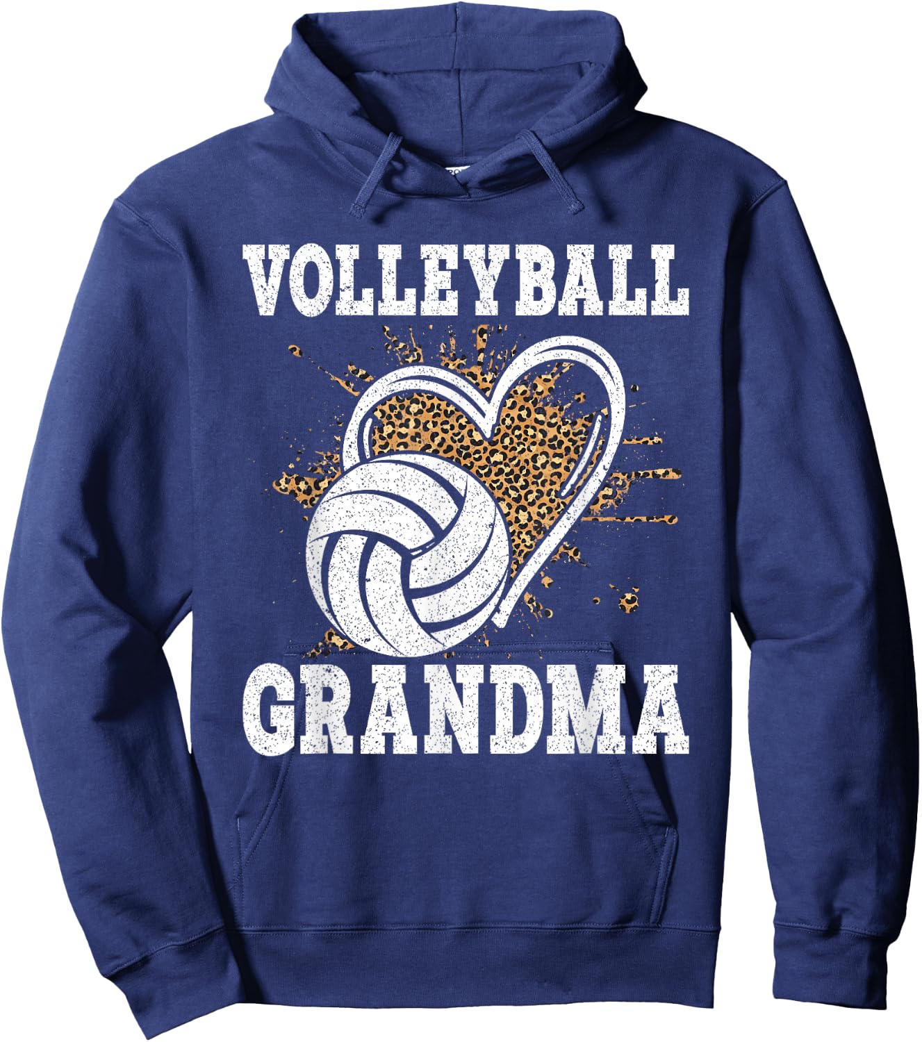 Volleyball Grandma Leopard shirt Funny Volleyball Grandma Hoodie - Hoodie | Navy
