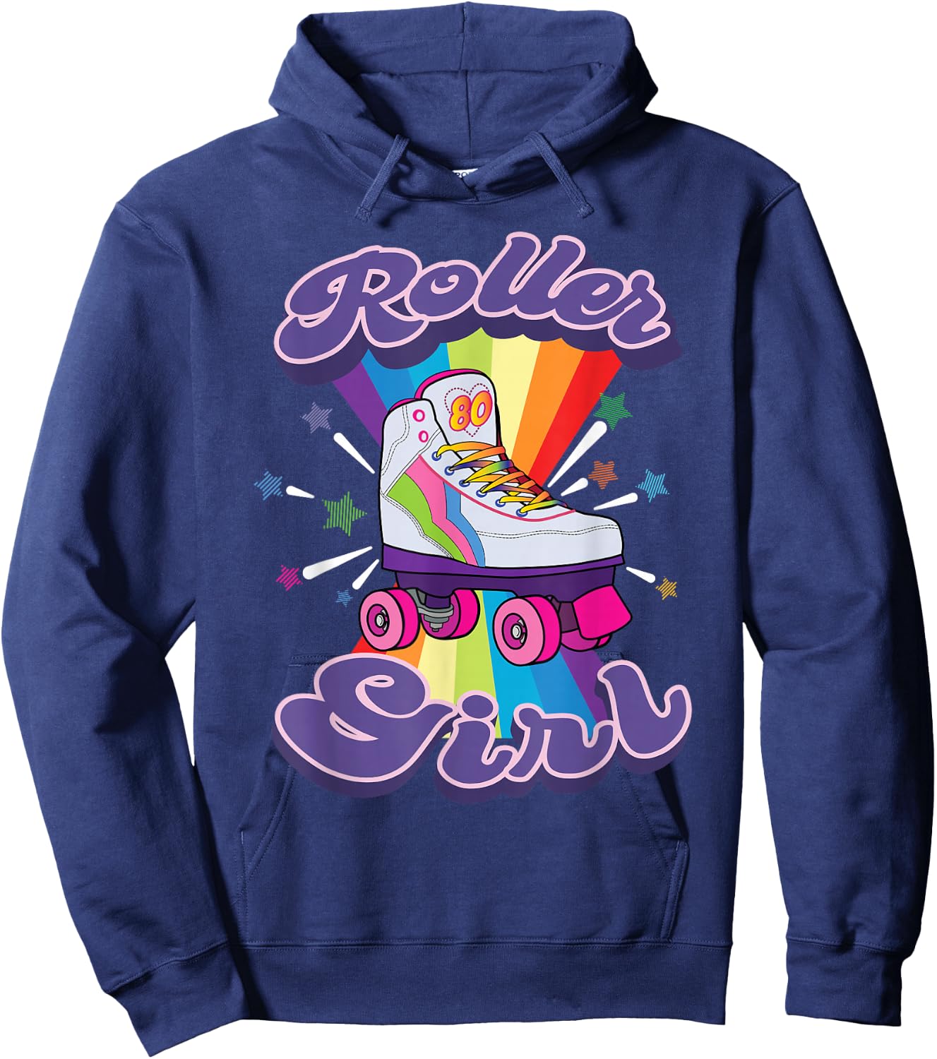 Roller Girl Funny Retro 70's Rolling Skates Gift Women Kids Hoodie - Hoodie | Navy