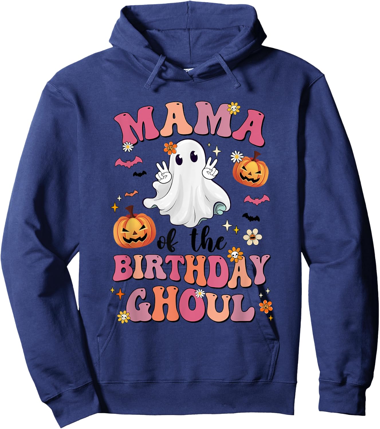 Mama Of The Birthday Ghoul Halloween Bday Boys Girls Ghost Hoodie - Hoodie | Navy