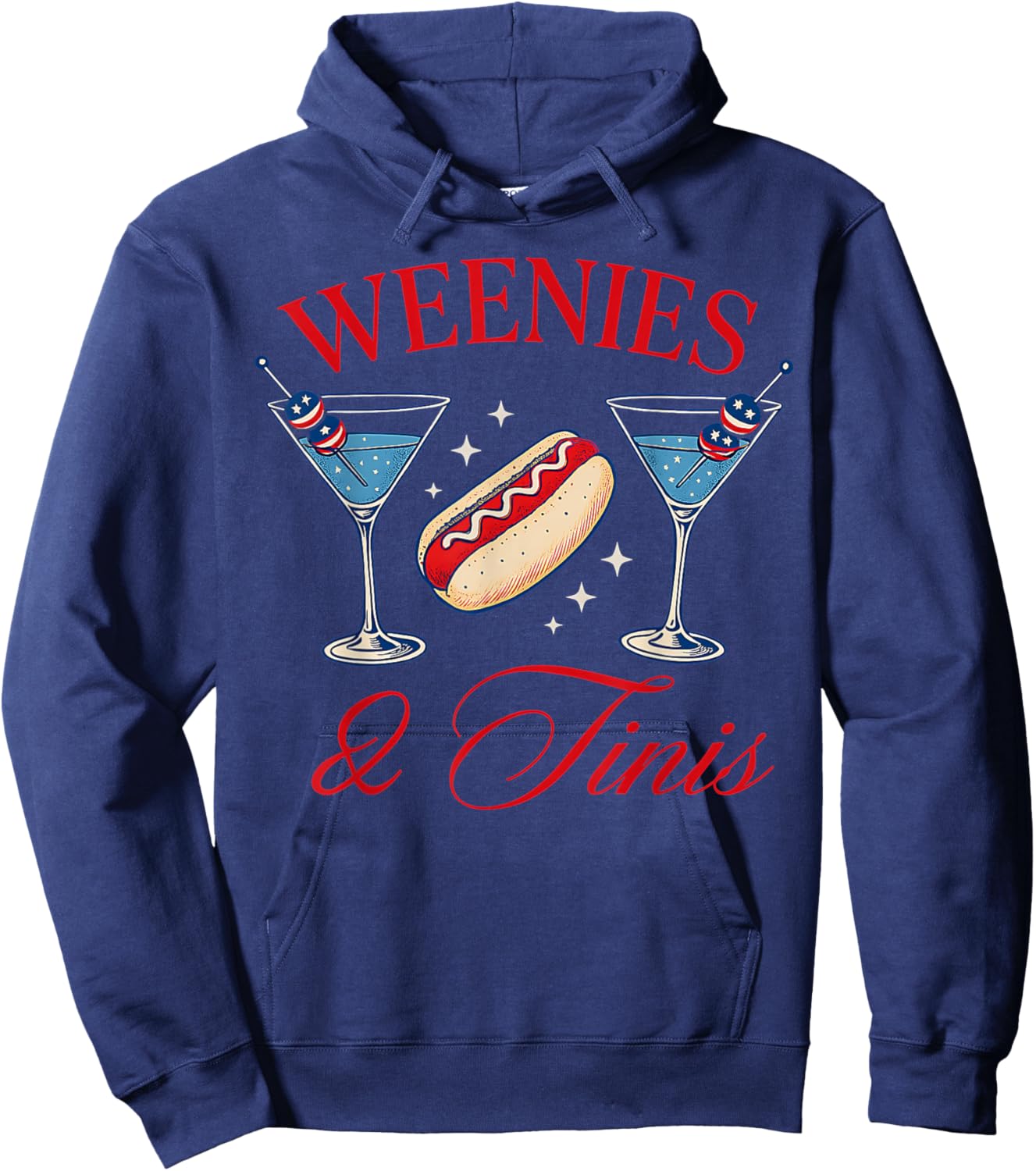 Weenies and Tinis Hot Dogs With Martini Cocktail Party Hoodie - Hoodie | Navy
