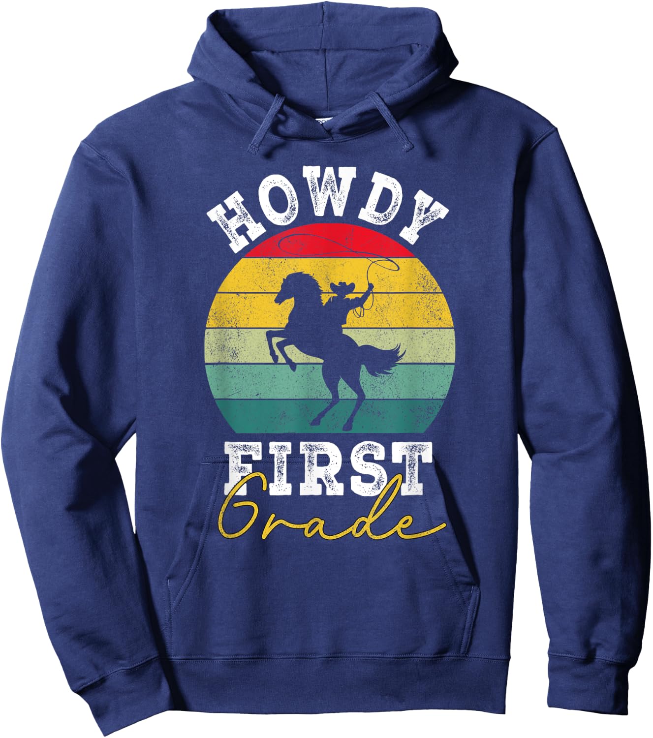 Howdy 1st Grade Cowboy Western Back To School first Grade Hoodie - Hoodie | Navy