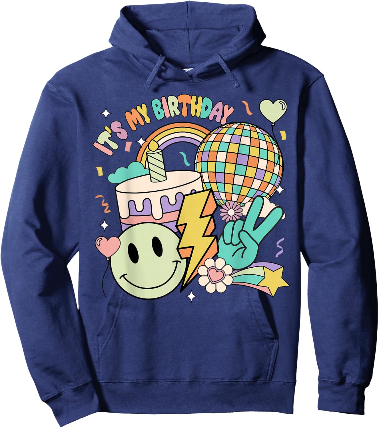 Its My Birthday Shirt Groovy Birthday Women Teens Girls Hoodie - Hoodie | Navy