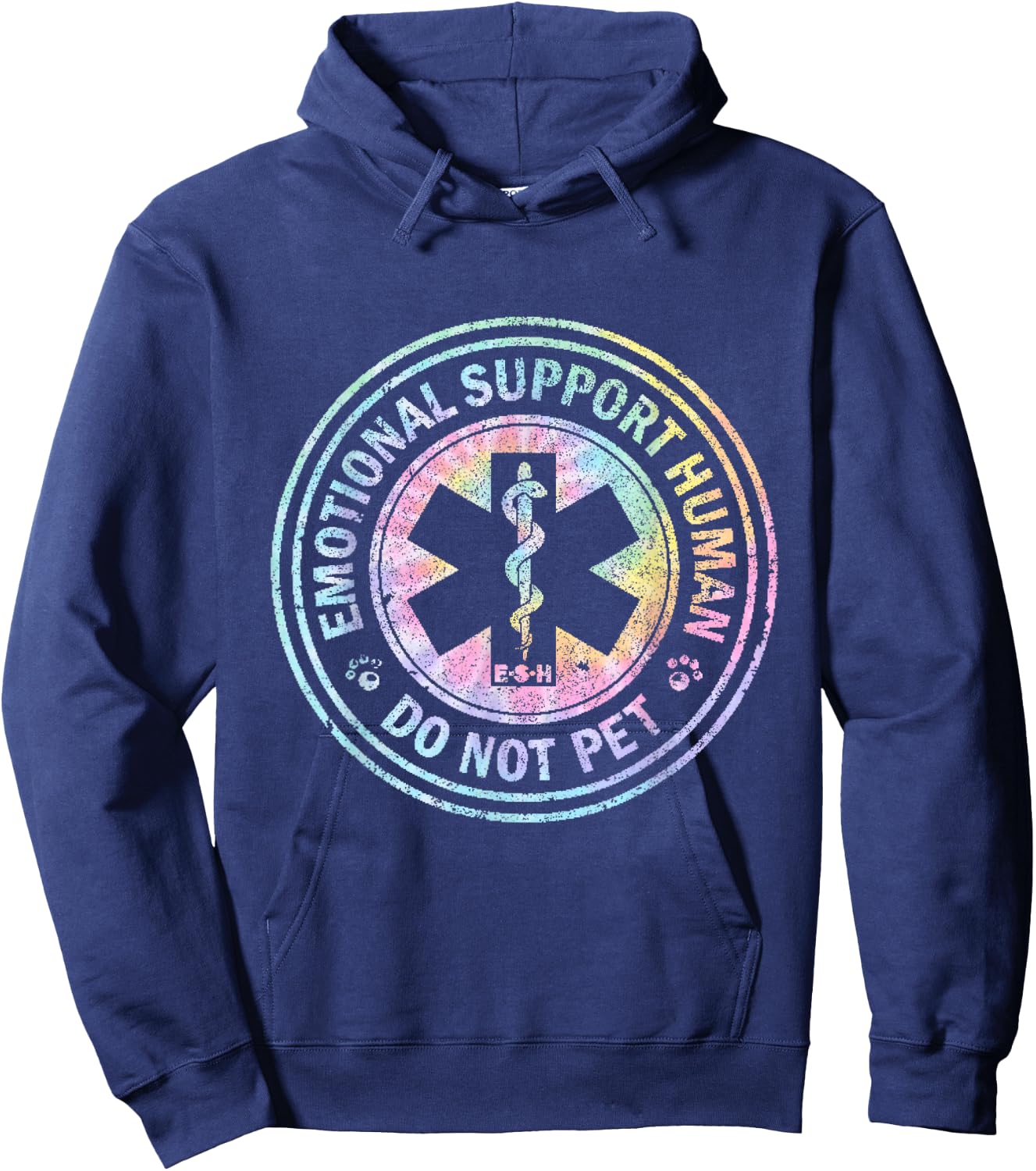 Emotional Support Human - Do Not Pet Tie Dye Hoodie - Hoodie | Navy