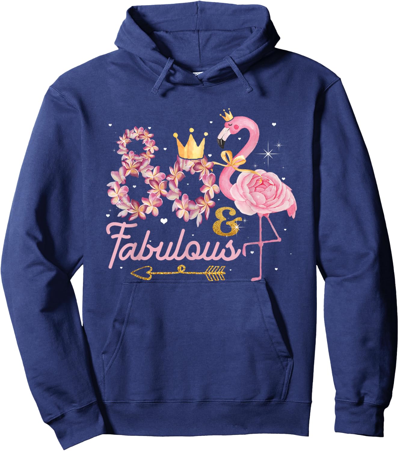 80 And Fabulous Flamingo 80th Birthday 1942 Hoodie - Hoodie | Navy