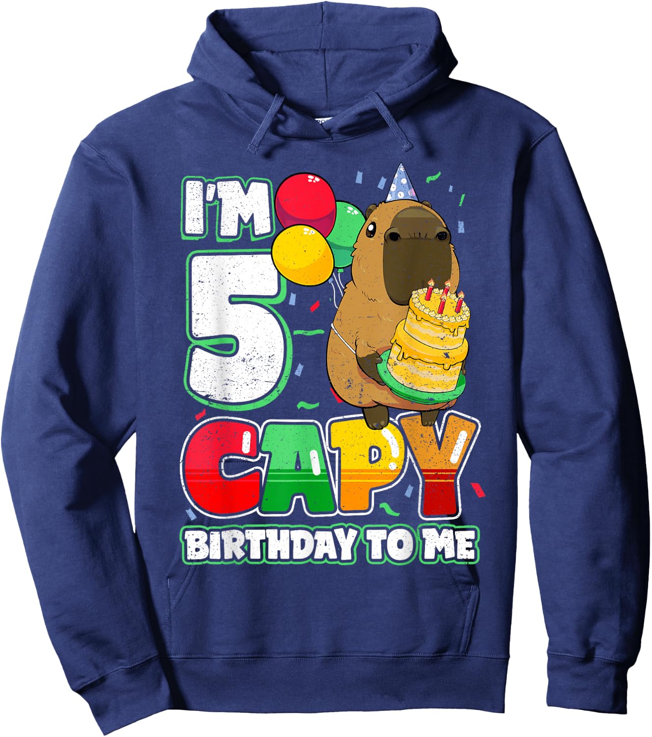 5 Years Old Capy Birthday to me 5th Birthday Capybara Hoodie - Hoodie | Navy