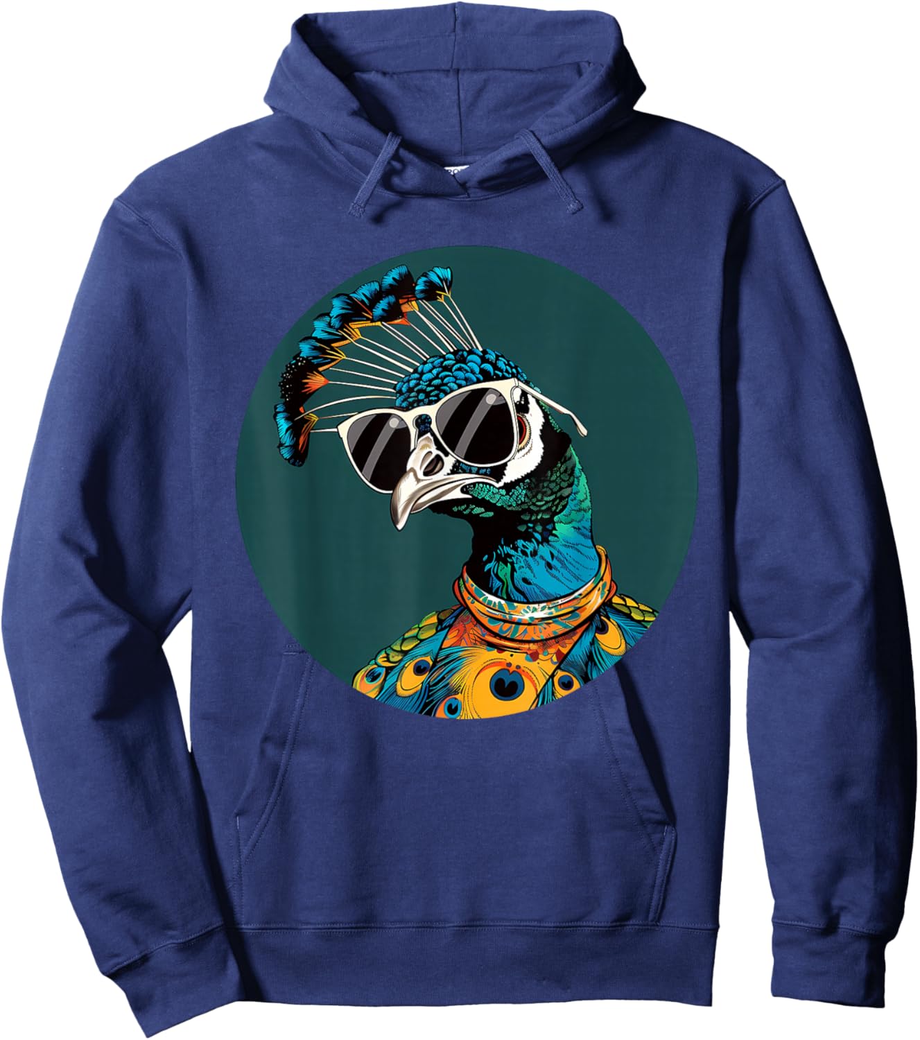 Feather Peacock Lover Artwork Animal Art Blue Peacock Bird Hoodie - Hoodie | Navy