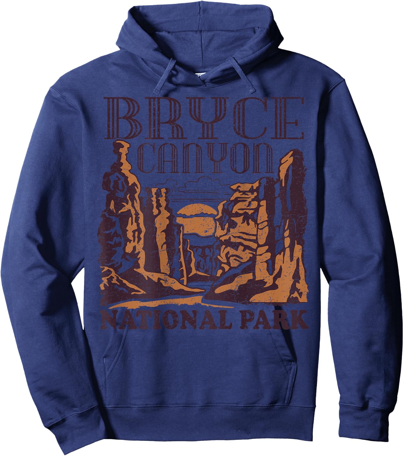 Bryce Canyon National Park (Design on Back) Vintage Style Hoodie - Hoodie | Navy