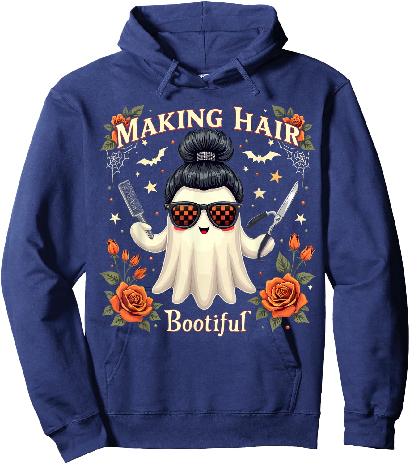 Hair Making Bootiful Ghost Halloween Hairdresser Hairdresser Hoodie - Hoodie | Navy