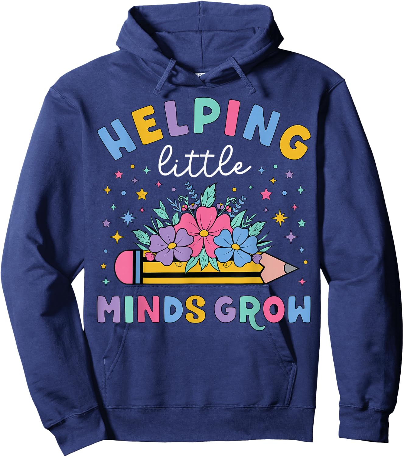 Helping Little Minds Grow Flower Elementary School Teacher Hoodie - Hoodie | Navy