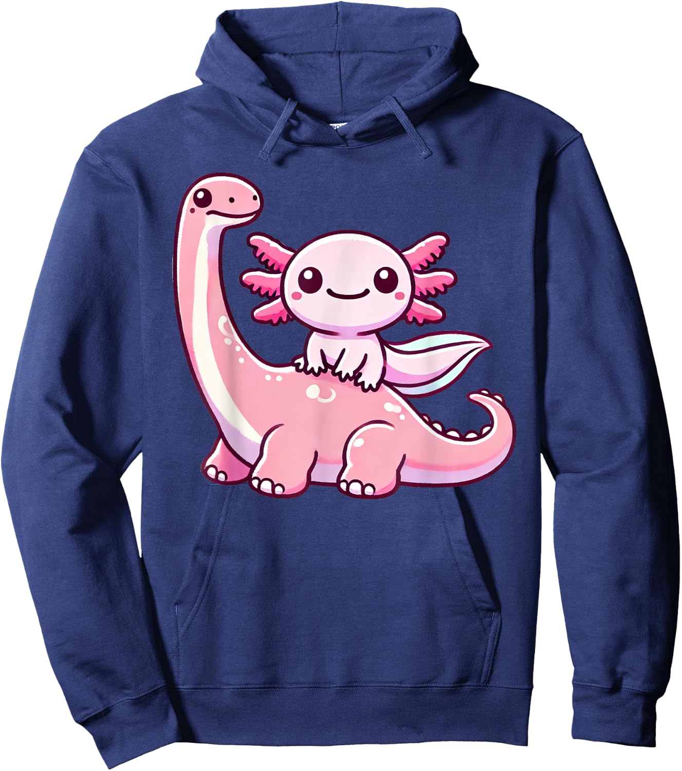Anime Kawaii Axolotl Dinosaur Brachiosaurus Hoodie - Hoodie | Navy