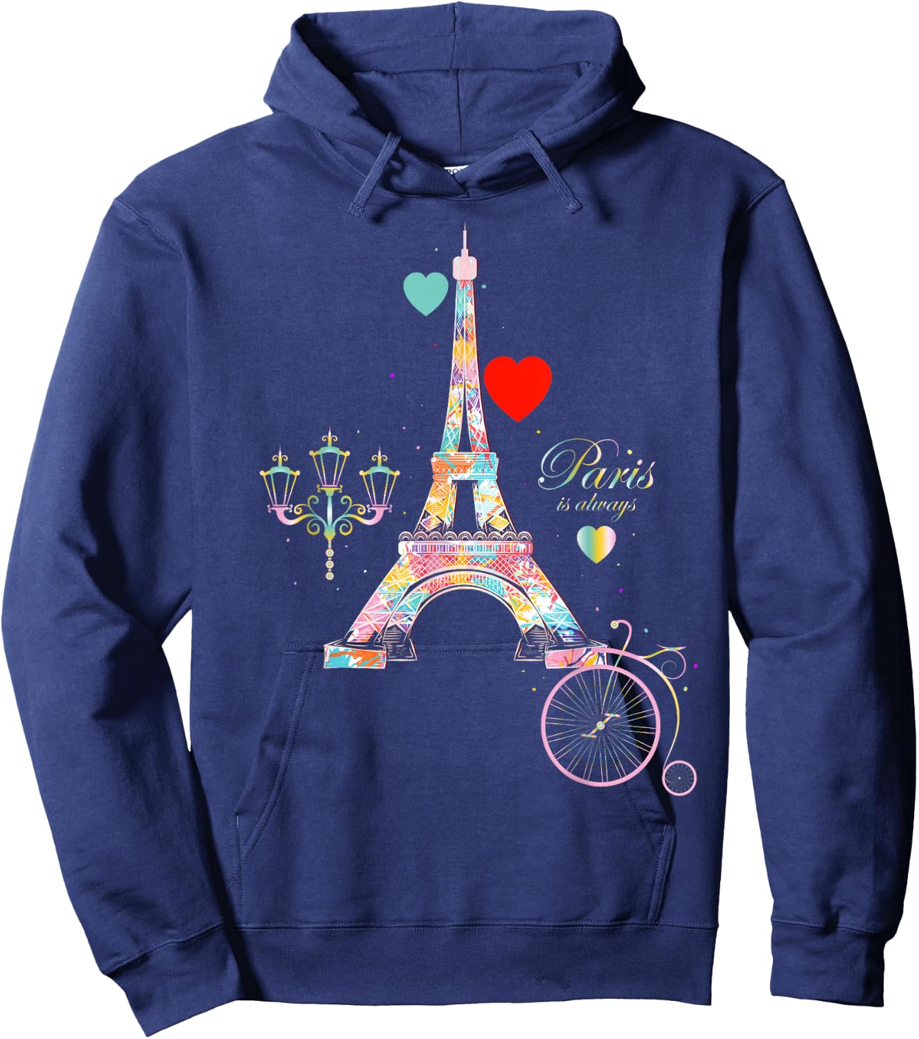 Paris in Our Hearts Eiffel Tower France Love Sign Hoodie - Hoodie | Navy