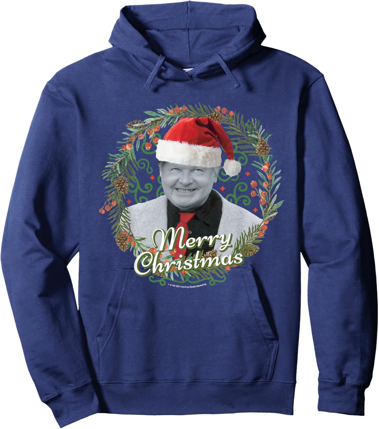 Benny Hill Merry Christmas Wreath Hoodie - Hoodie | Navy