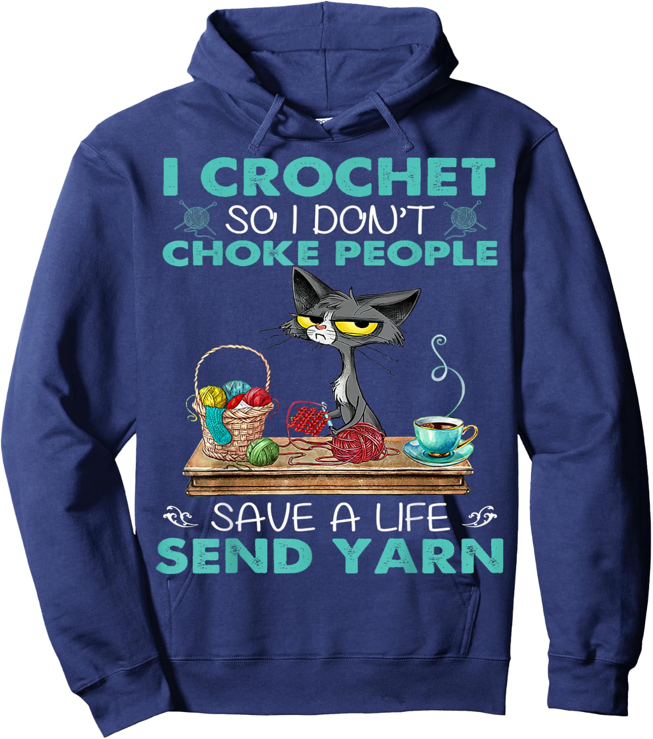 I Crochet so I Don't Choke People Hoodie - Hoodie | Navy