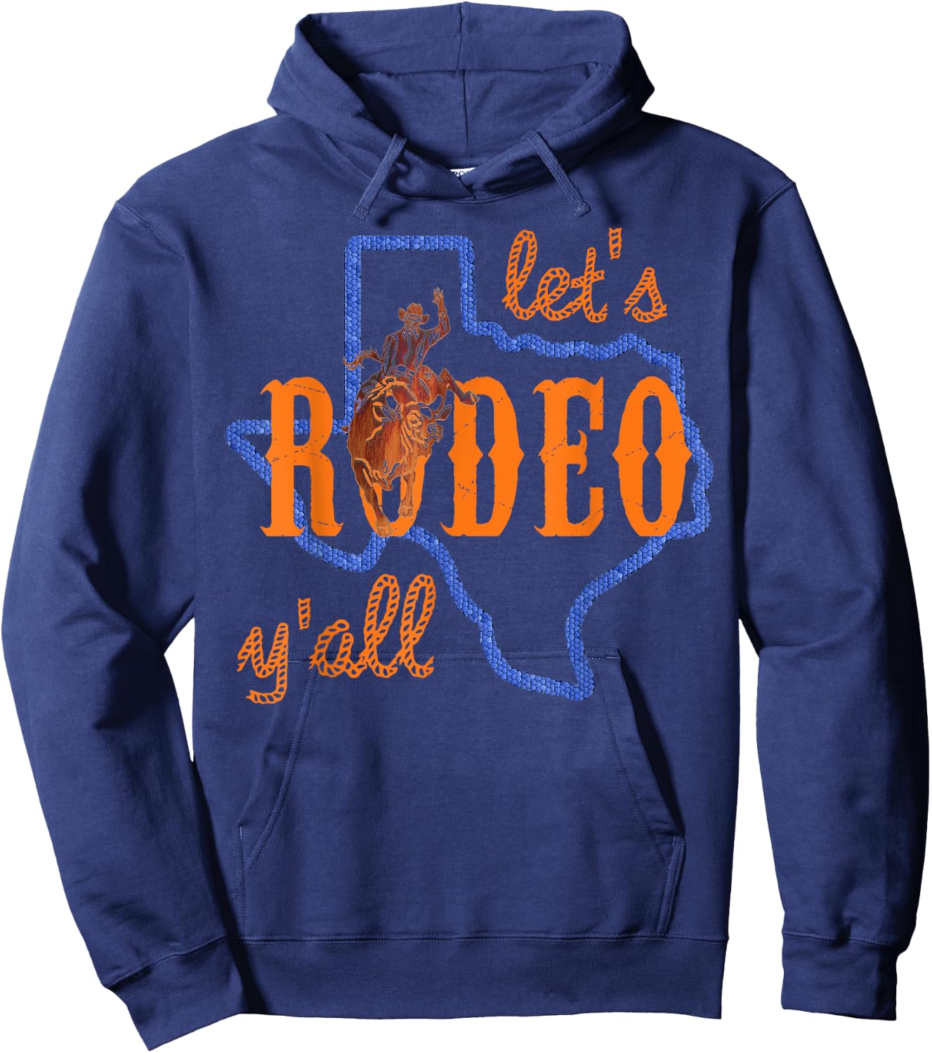 Texan Cowboy Cowgirl Let's Rodeo Y'all Cute HLSR Shirt Hoodie - Hoodie | Navy