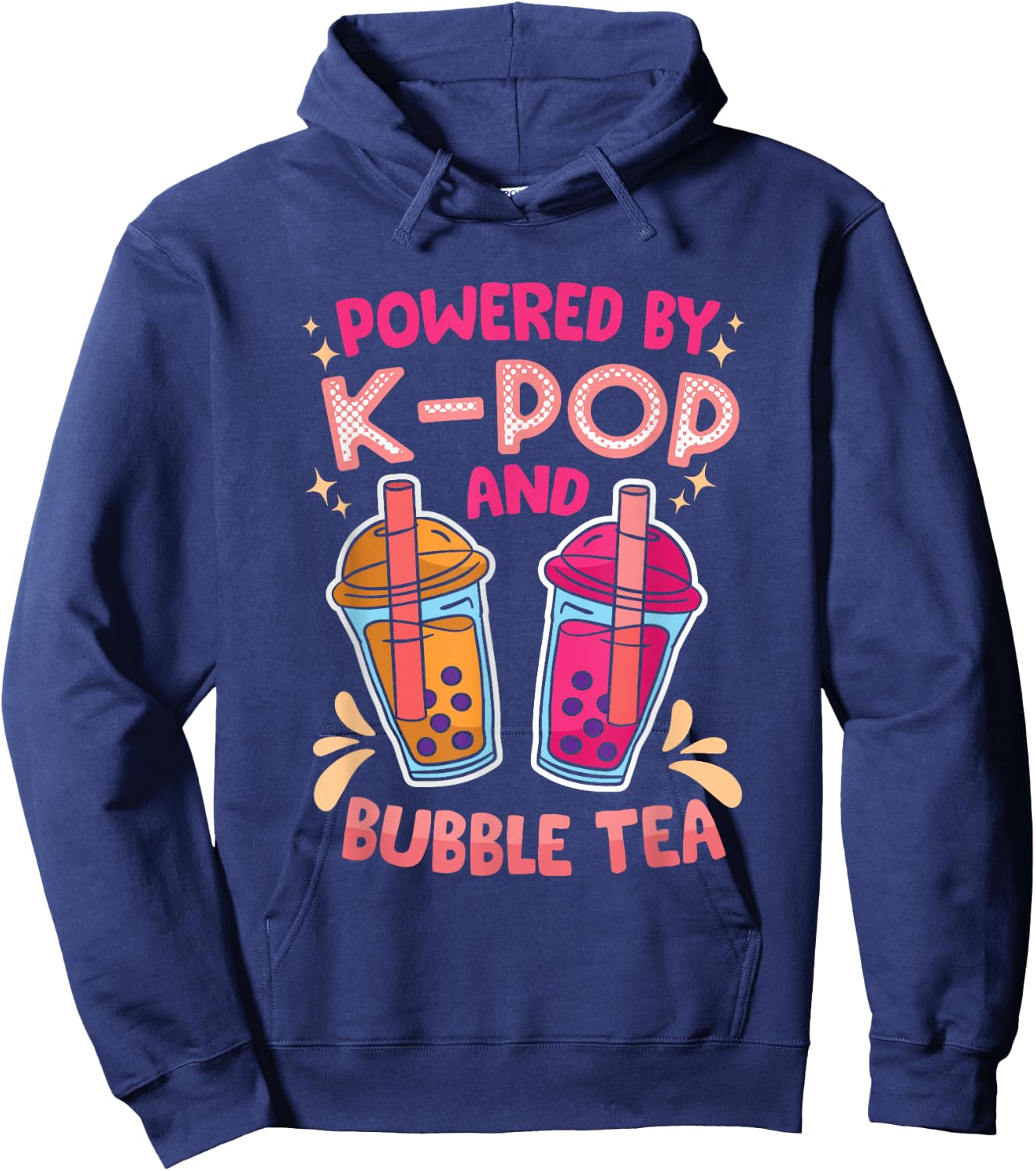 Powered By K-Pop & Bubble Tea K-Pop Lover Korean Music Lover Hoodie - Hoodie | Navy