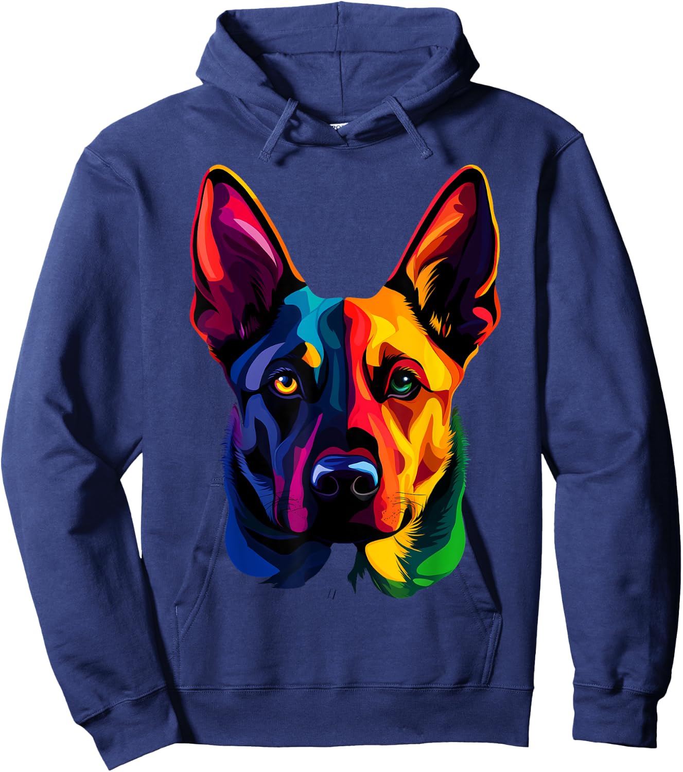 Colorful Belgian Malinois Face Cute Shepherd Dog Lover Black Hoodie - Hoodie | Navy
