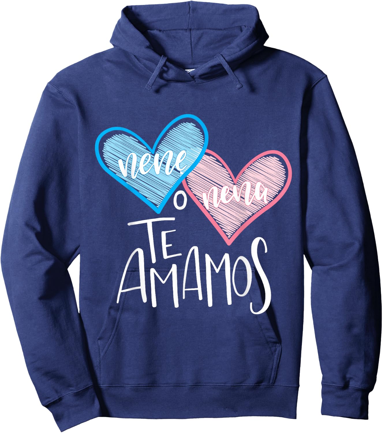 Spanish Gender Reveal Shirt Nene Nena Te Amanos We Love You Hoodie - Hoodie | Navy