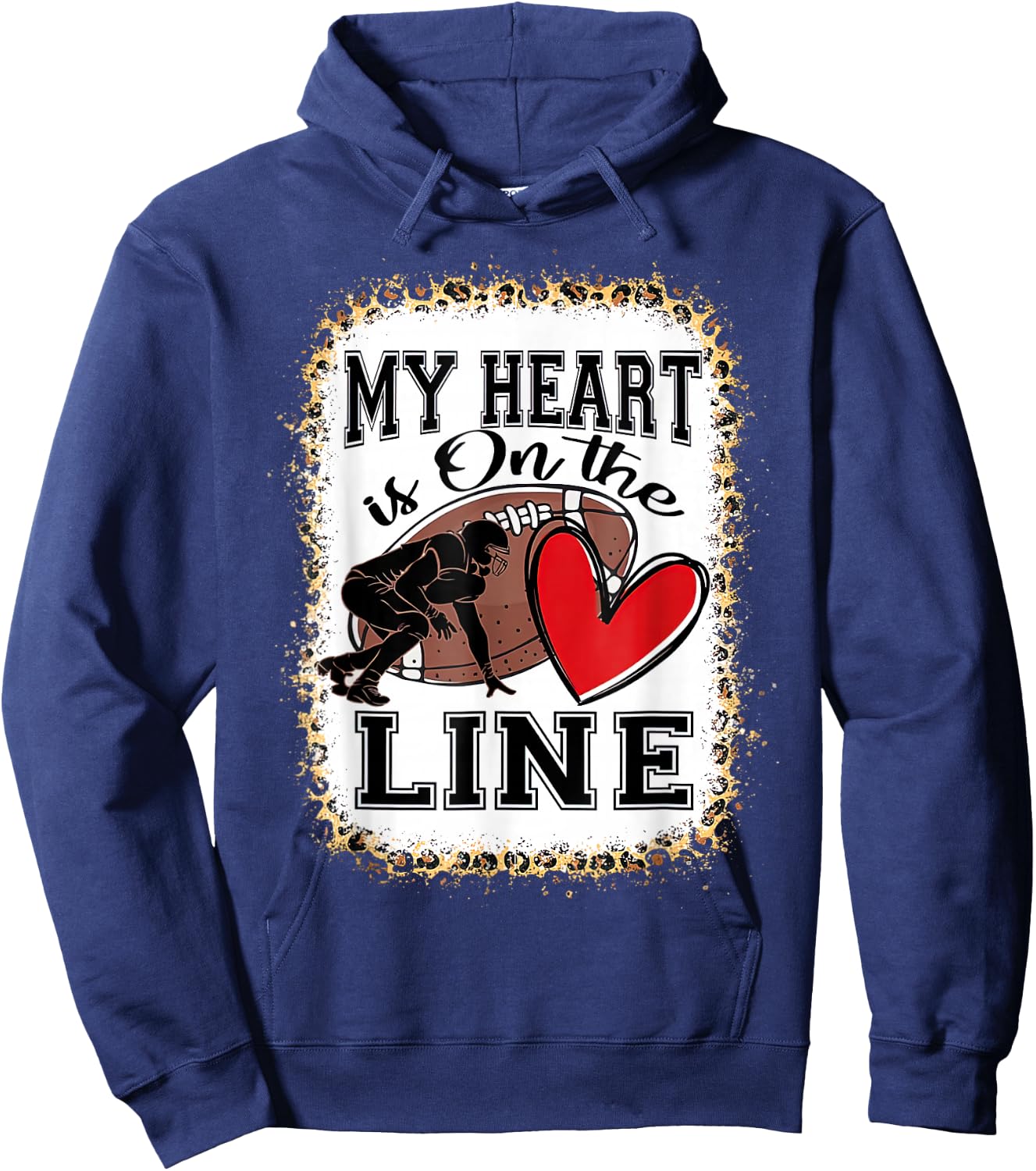 My Heart Is On The Line Offensive Lineman Football Hoodie - Hoodie | Navy