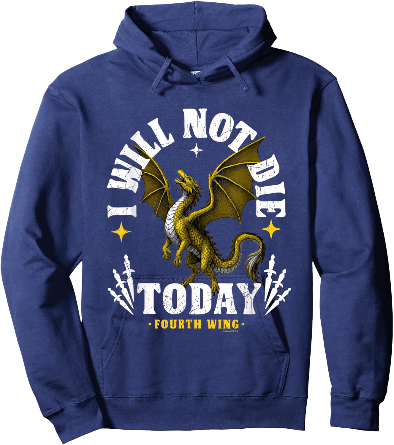 Fourth Wing I Will Not Die Today with Tairn Hoodie - Hoodie | Navy